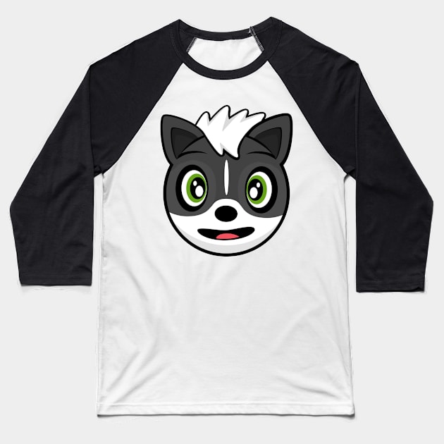 Happy Skunk Melville Baseball T-Shirt by MOULE